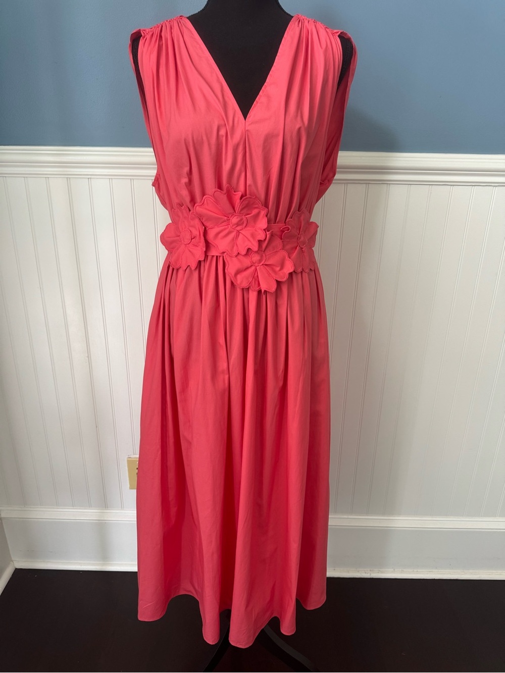 NWT Lucy Paris ๐ฏ% Cotton Ilona Coral Floral Midi Dress ~ Size Medium ๐บ - Picture 6 of 14